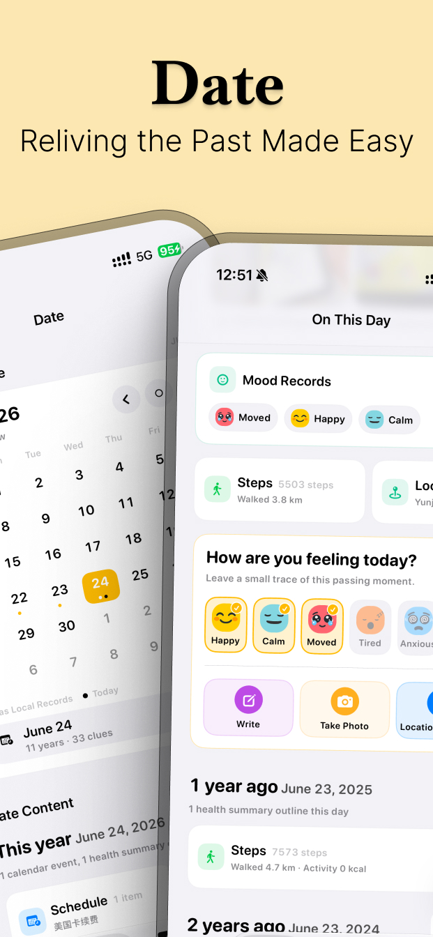 Date browsing screen in Dayflash